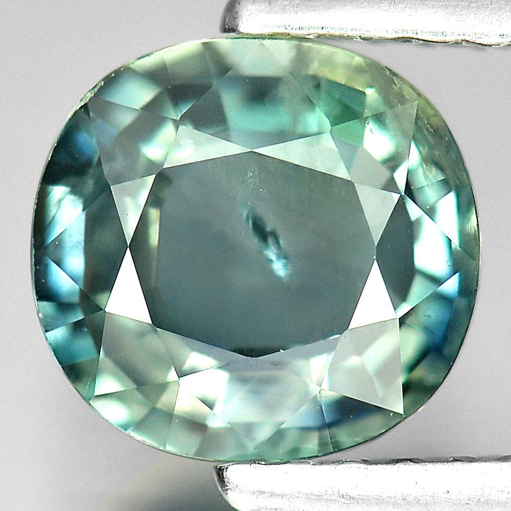 Bluish Green Sapphire 1.54 Ct. Cushion Shape 7.2 x 7 Mm. Natural Gemstone From Thailand (1 of 3)
