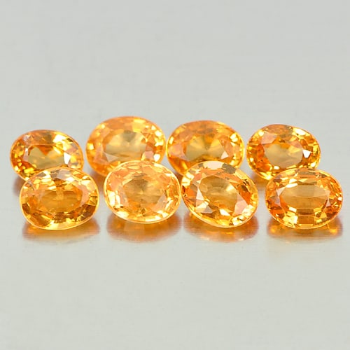 Orange Spessartine Garnet 2.13 Ct. 8 Pcs. Oval Shape 4.1 x 3.2 Mm. Natural Gemstones Unheated From: Product ID: 802935201 Product Name: Natural Spessartine Weight: 2.13 CT. Size: 4.1 x 3.2 x 2.1 MM. Shape: Oval Color: Orange Clarity:VSI Luster: Very Good Gems Origin: Namibia Treatment: Unheated Crys