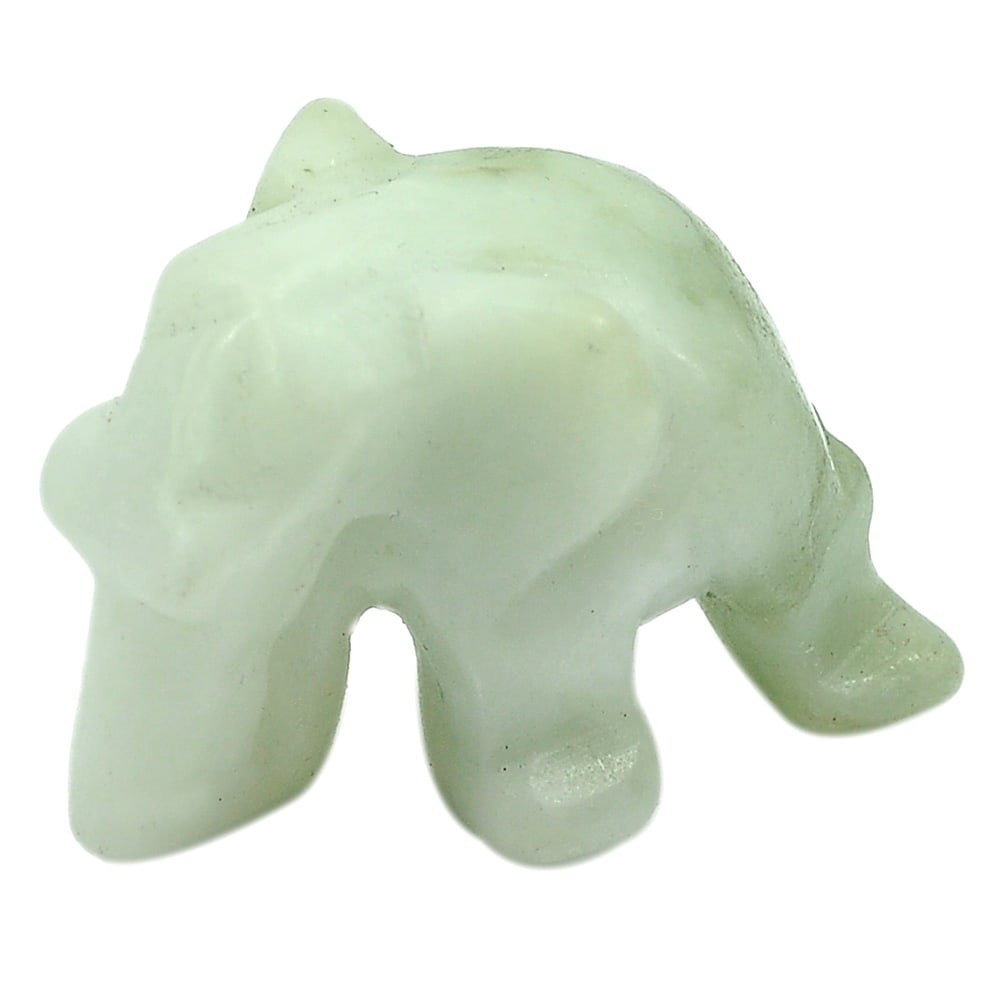 Green White Jade 60.18 Ct. Elephant Carving Shape 26 x 19 Mm. Natural Gemstone From Thailand (1 of 3)