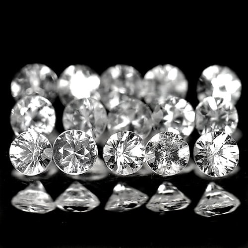 White Sapphire 0.84 Ct. 15 Pcs. Round Diamond Cut 2.3 Mm. Natural Ceylon Gemstone From Sri Lanka: Product ID: 806152378 Product Name: Natural White Sapphire Weight: 0.84 CT. Size: 2.3 x 2.3 x 1.6 MM. Shape: Round Diamond Cut Color: White Clarity:VVS-VSI Luster: Good Gems Origin: Ceylon,Sri - Lanka