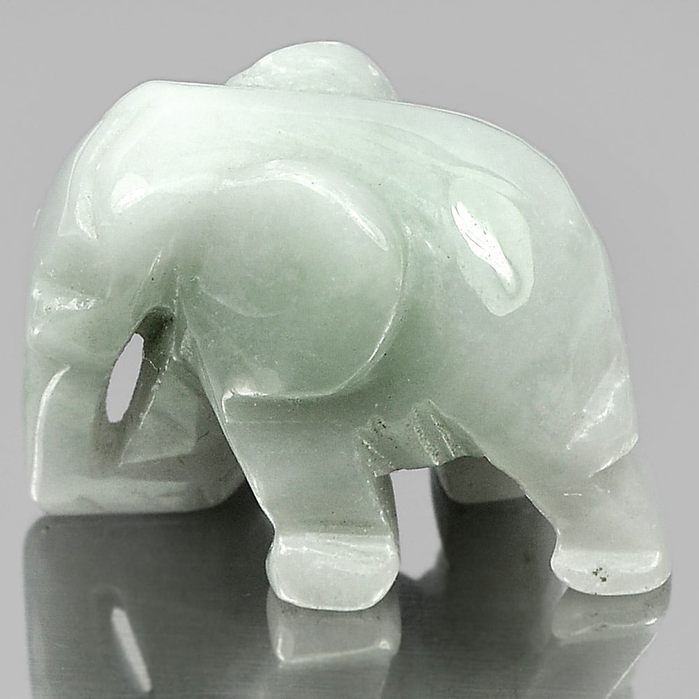Green White Color Jade 57.80 Ct. Elephant Carving Size 26 x 20 Mm. Unheated Natural Gemstone From (1 of 3)