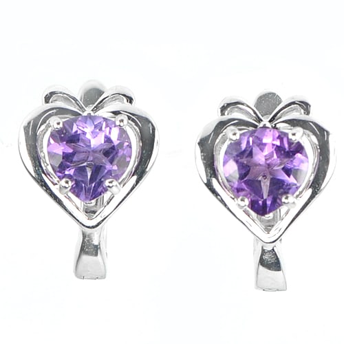 Natural Purple Amethyst 925 Sterling Silver Earrings Jewelry 5.58 Grams (1 of 3)