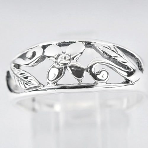 925 Sterling Silver Ring Jewelry Beautiful Flower Design Size 7 (1 of 3)