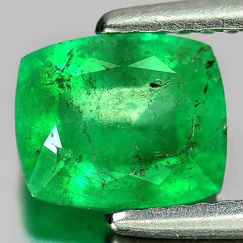 Natural Green Emerald 1.38 Ct. Cushion Shape 7.4 x 6.2 Mm. Gemstone Unheated From Columbia (1 of 3)