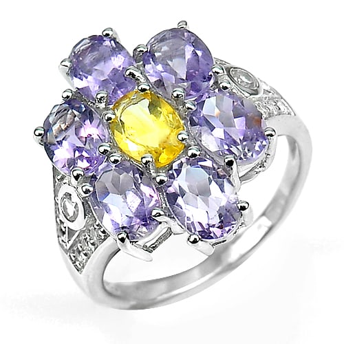 Natural Amethyst Citrine 925 Sterling Silver Ring Jewelry 4.76 G. Size 8 (1 of 3)