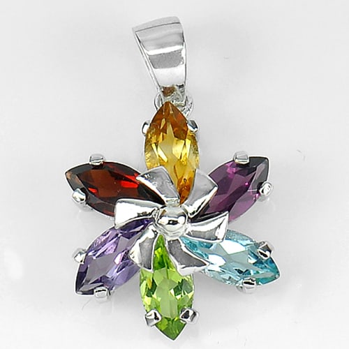 Natural Rhodolite Garnet Peridot Topaz 925 Sterling Silver Jewelry 2.82 G. Pendant 25 x 16 Mm.: Product ID: 281130047 Product Type: 925 Sterling Silver Fine Jewelry Jewelry Weight: 2.82 Grams. Gemstones Color: Purplish Red, Red, Swiss Blue, Green, Yellow, Metal: Solid Silver 92.5%. Gemstone Deta