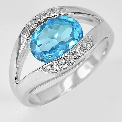 Natural Swiss Blue Topaz and Cz 925 Sterling Silver Jewelry Ring 4.30 G. Size 7.5: Product ID: 281110076 Product Type: 925 Sterling Silver Fine Jewelry Jewelry Weight: 4.30 Grams. Ring Size: 7.5 Resizable(Fee) Gemstones Color: Blue Metal: Solid Silver 92.5%. Gemstone Detail: Center: