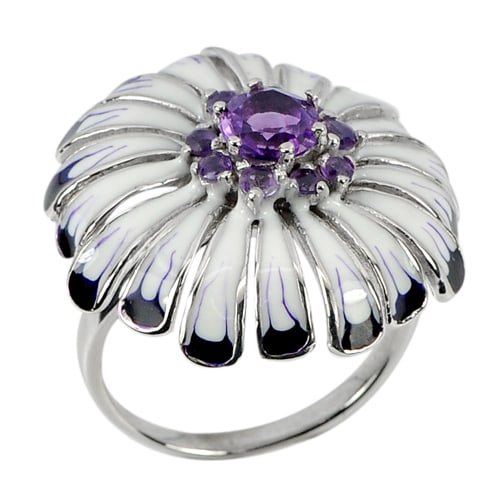 Natural Gems Amethyst and Enamel 925 Sterling Silver Jewelry 8.08 G. Ring Size 8: Product ID: 281070333 Product Type: 925 Sterling Silver Fine Jewelry Jewelry Weight: 8.08 Grams. Ring Size: 8 Resizable(Fee) Gemstones Color: Purple Metal: Solid Silver 92.5%. Gemstone Detail: Round P