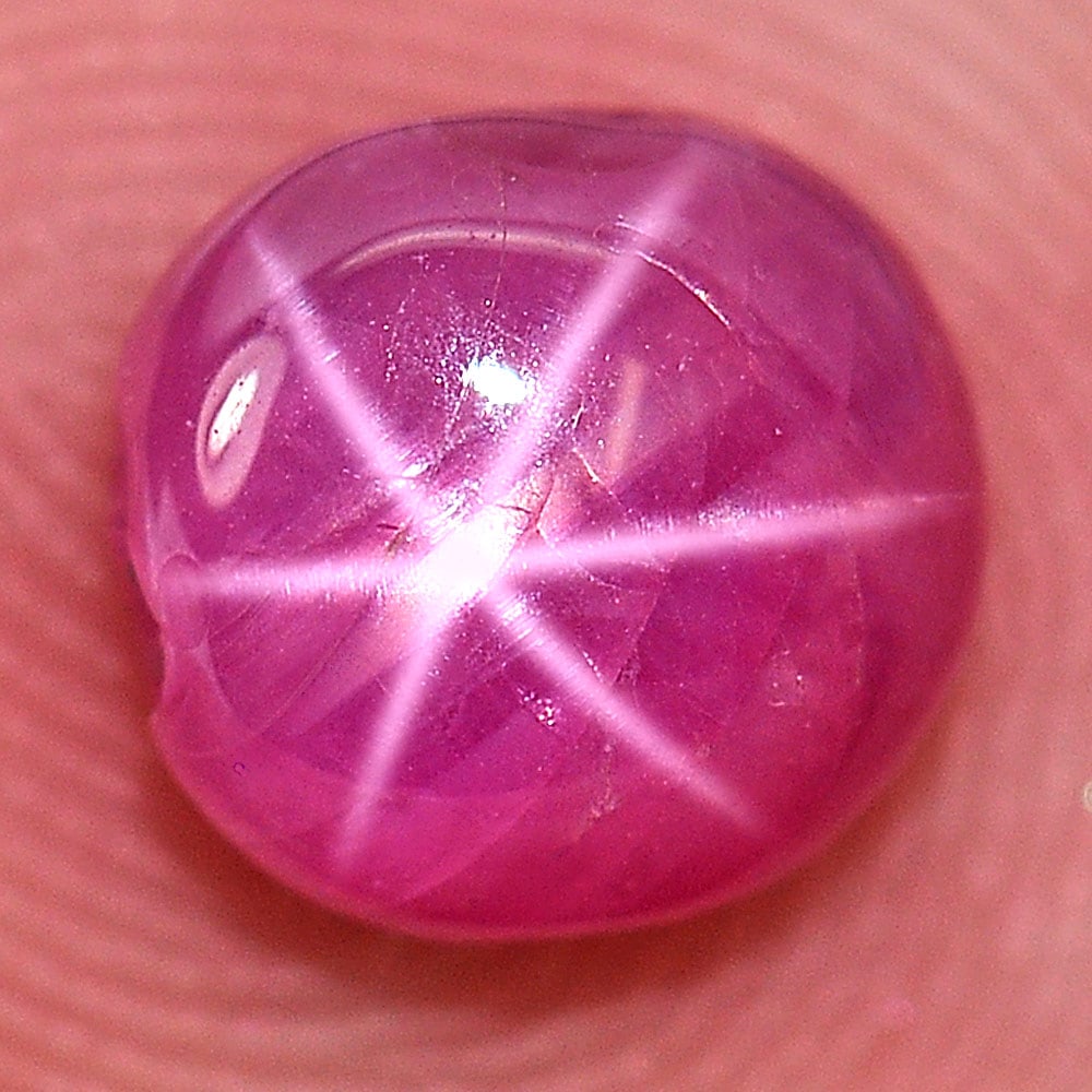 Natural Unheated Red Star Ruby 2.02 Ct. Oval Cabochon Shape 6.8 x 6.6 Mm. Gemstone From Thailand (1 of 3)