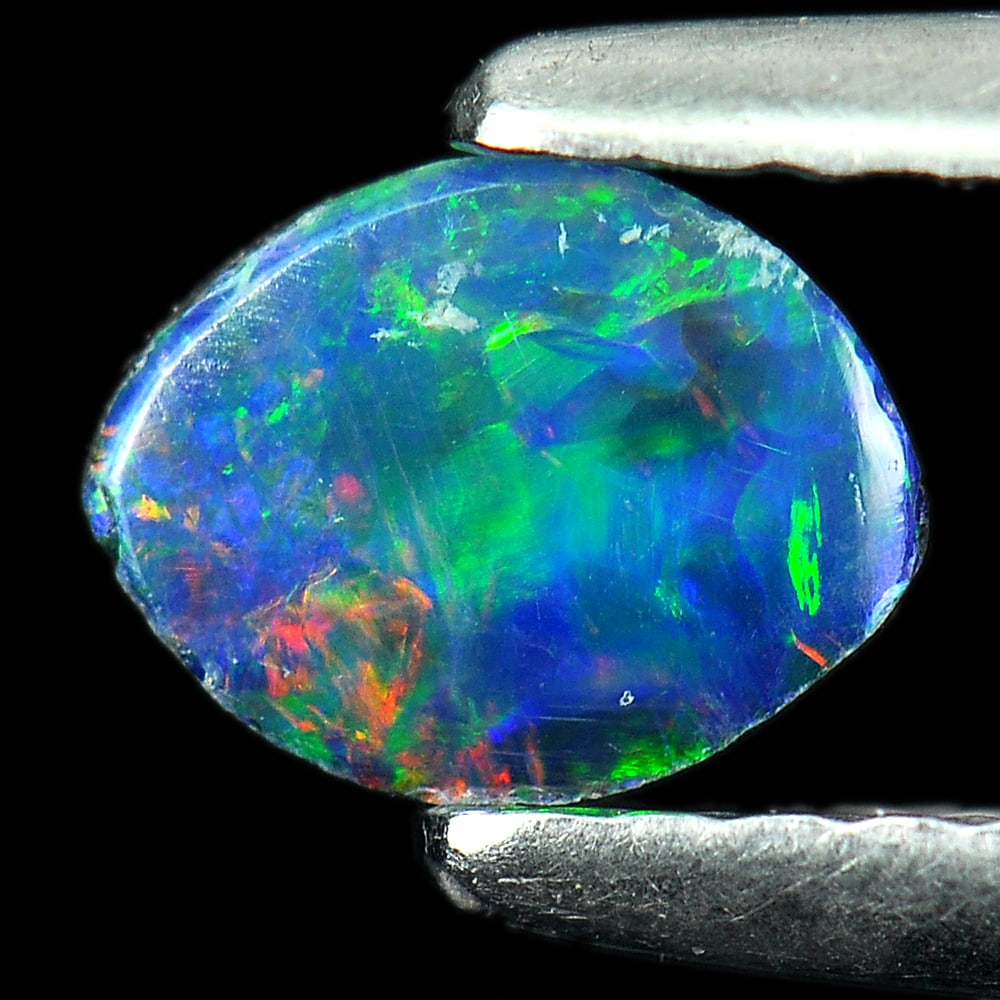 Colorful Natural Multi Color Doublet Opal 0.41 Ct. Free From Cabochon Shape 5.7 x 4.4 Mm. Gemstone (1 of 3)
