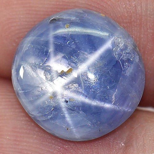 Natural Blue Star Sapphire 7.33 Ct. Oval Cabochon Shape 12.7 x 12.1 Mm. Gemstone From Thailand: Product ID: 806149367 Product Name: Natural Star Sapphire Weight: 7.33 CT. Size: 12.7 x 12.1 x 4.4 MM. Shape: Oval Cabochon Color: Blue Clarity:Opaque Luster: Good 6 Rays Star Gems Origin: Thailand Tr