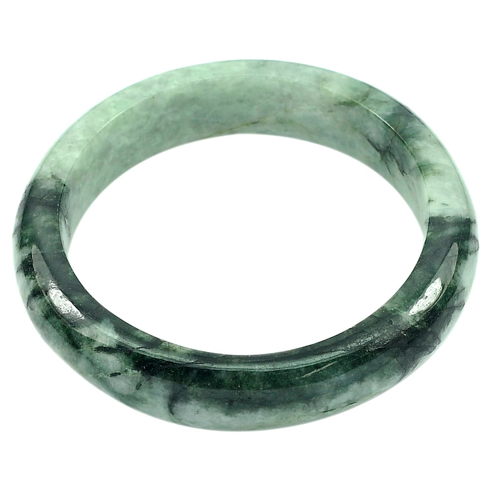 Natural Green Jade 353.09 Ct. Bangle Diameter 59 mm. Unheated Gemstone: Product ID: 819813533 Product Name: Natural Jade Weight: 353.09 CT. Size: 74 x 59 x 15 MM. Shape: Round Color: Green Clarity:Opaque Luster: Good Gems Origin: Thailand Treatment: Unheated Crystal Struc