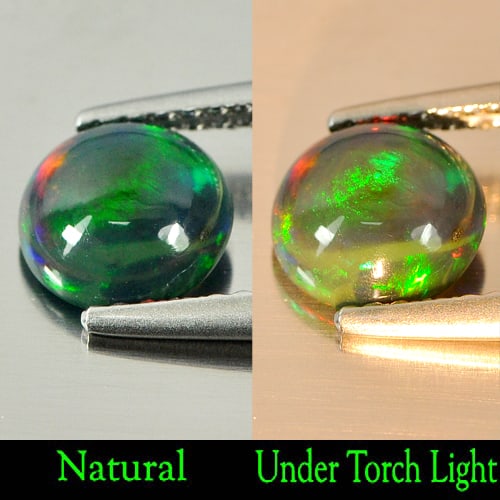 Fire Red Black Opal 0.63 Ct. Round Cabochon Shape 6.8 Mm. Natural Gemstone From Ethiopia (1 of 3)