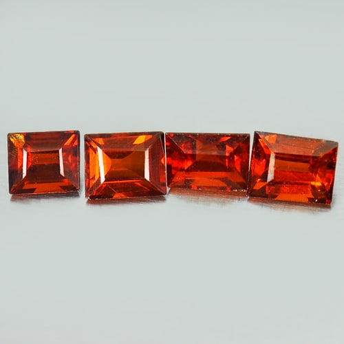 Natural Reddish Orange Spessartine Garnet 2.80 Ct. 4 Pcs. Square Shape 5.5 x 4.3 Mm. Gemstone From: Product ID: 802924871 Product Name: Natural Spessartine Weight: 2.80 CT. Size: 5.5 x 4.3 x 3.1 MM. Shape: Square Color: Reddish Orange Clarity:VVS Luster: Good Gems Origin: Nigeria Treatment: Unheated