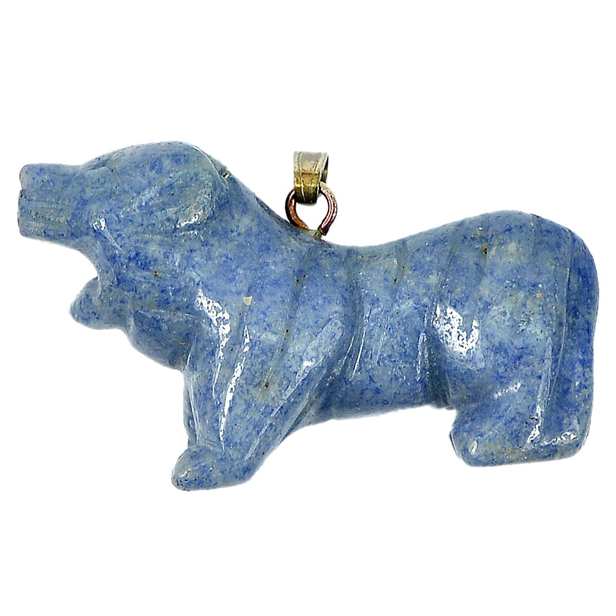 Blue Stone Tiger Carving with Pendant 50.55 Ct. Natural Unheated Gemstone (1 of 3)