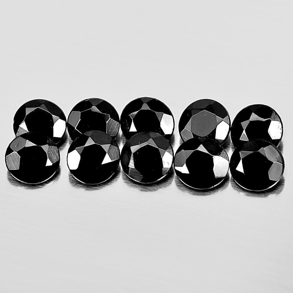 Natural Black Spinel 1.43 Ct. 10 Pcs. Round Diamond Cut 3.1 Mm. Gemstone Unheated: Product ID: 806609719 Product Name: Natural Spinel Weight: 1.43 CT. Size: 3.1 x 1.7 MM. Shape: Round Diamond Cut Color: Black Clarity:Opaque Luster: Good Gems Origin: Thailand Treatment: Unheated Crys