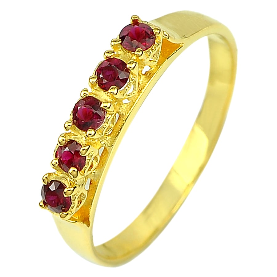 Natural Red Songea Sapphire 14K Solid Gold Ring Jewelry 1.74 G. Size 6.5 (1 of 3)