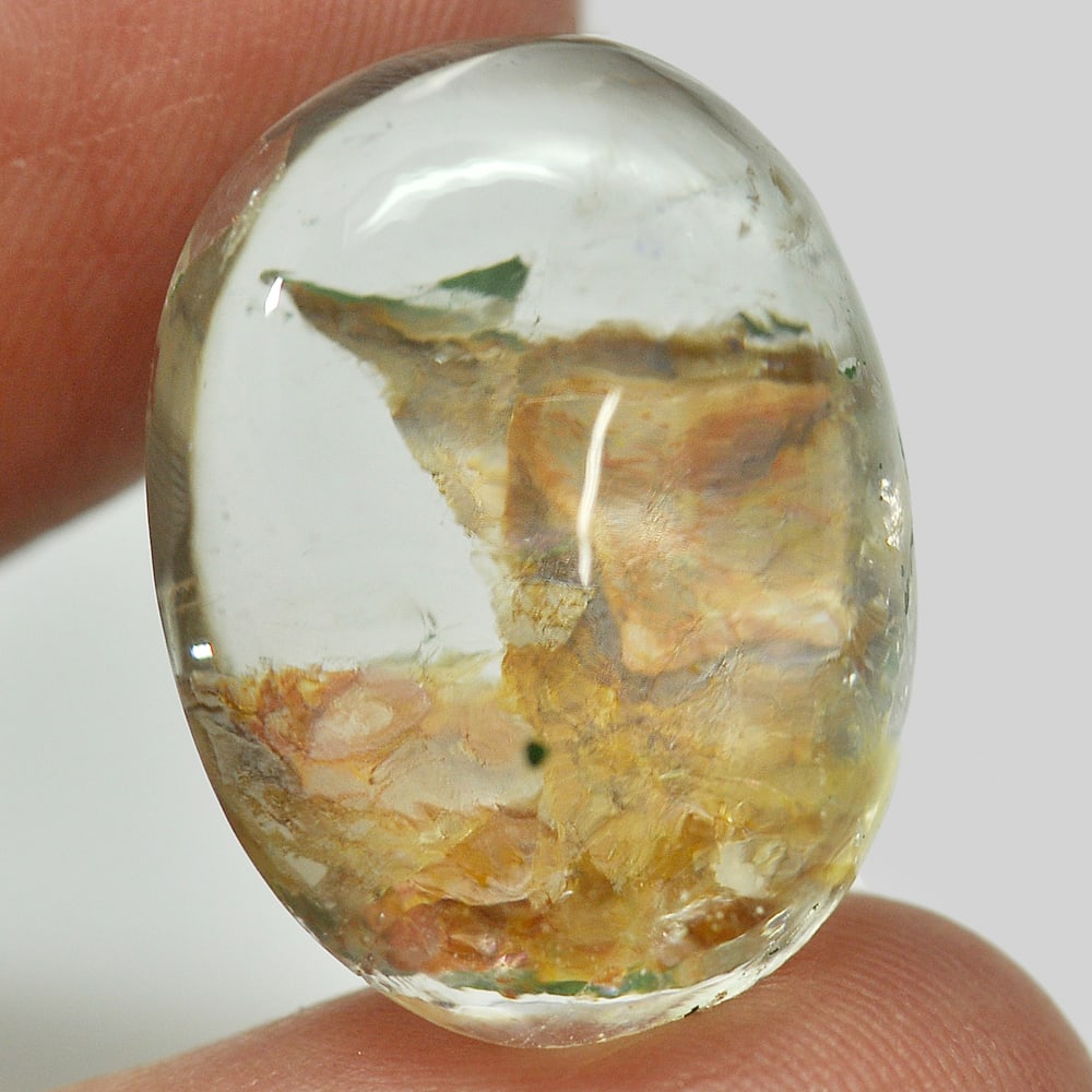 Natural Moss Quartz 26.11 Ct. Oval Cabochon 22 x 16.3 Mm. Gemstone Unheated: Product ID: 805529297 Product Name: Natural Quartz Weight: 26.11 CT. Size: 22 x 16.3 x 10.5 MM. Shape: Oval Cabochon Color: White Clarity:Semi - Transparent Luster: Good Gems Origin: Thailand Treatmen