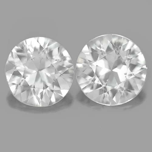 Natural White Zircon 2.10 Ct. Matching Pair Round Diamond Cut 6.5 Mm. Gemstones: Product ID: 807724788 Product Name: Natural Zircon Weight: 2.10 CT. Size: 6.5 x 6.5 x 3.9 MM. Shape: Round Diamond Cut Color: White Clarity:SI1 Luster: Good Gems Origin: Cambodia Treatment: Heated Cry