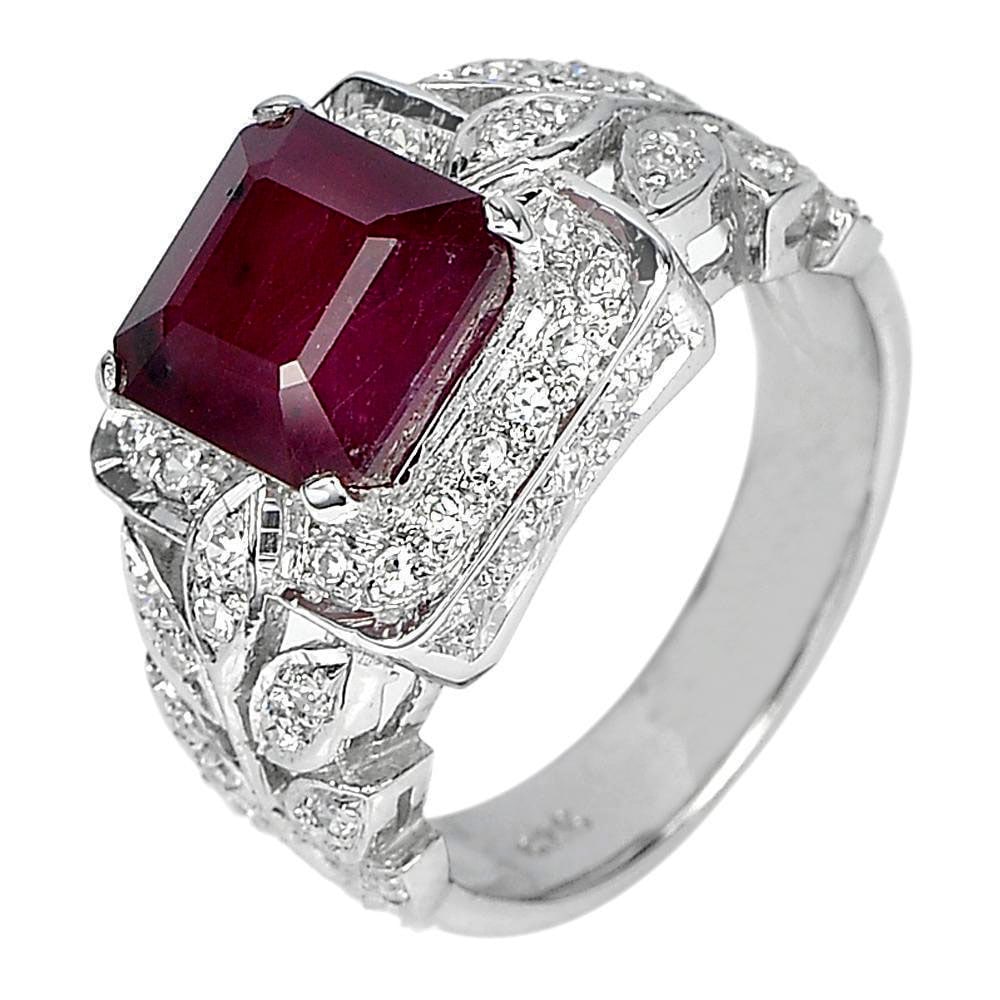 Natural Gemstone Red Ruby Gemstone 925 Sterling Silver Ring Jewelry 5.89 G. Size 7 (1 of 3)