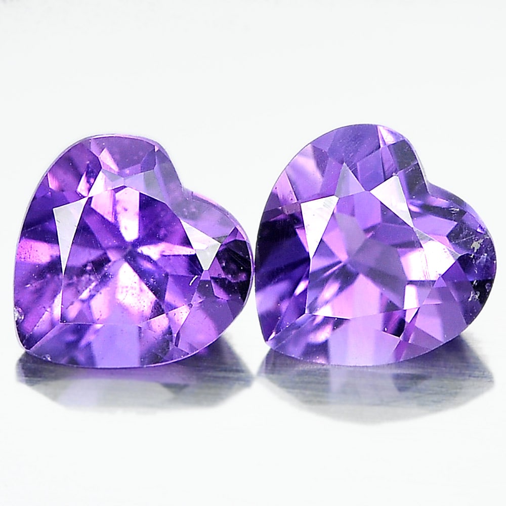Natural Purple Amethyst 1.42 Ct. Heart Shape 2 Pcs. 6 x 4 Mm. Gemstones From  Brazil (1 of 3)