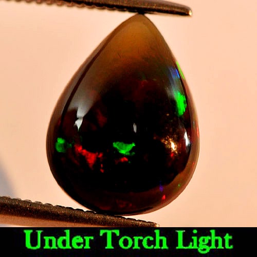 Natural Fire Red Black Opal 1.99 Ct. Pear Cabochon Shape 11.8 x 8.9 Mm. Gemstone Play Of Color (1 of 3)