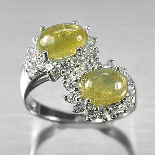 Natural Greenish Yellow Sapphire 925 Sterling Silver Ring Jewelry 5.13 G. Size 9 (1 of 3)