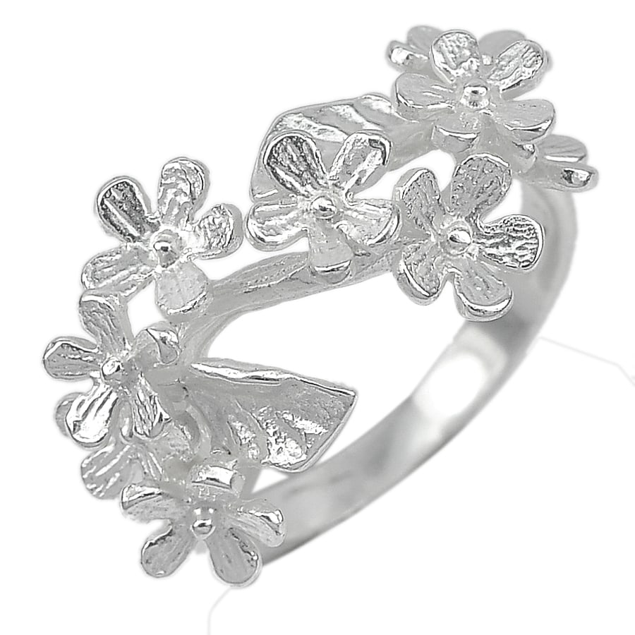 925 Sterling Silver Ring Jewelry Beautiful Flower Design Size 8 (1 of 3)