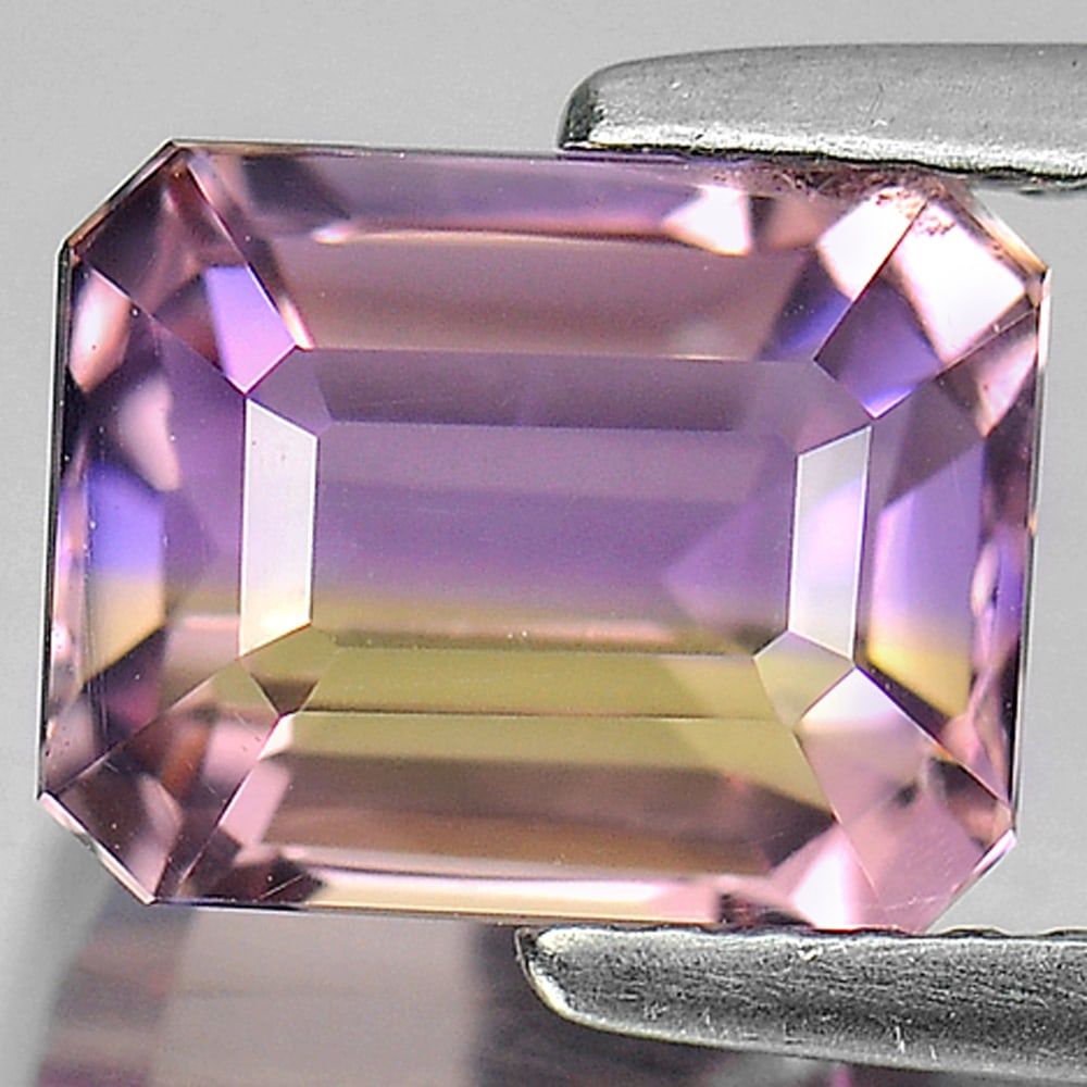 Natural Bi Color Ametrine 2.99 Ct. VVS Octagon Shape 8.6 x 6.8 Mm. Unheated Gemstone From Bolivia (1 of 3)