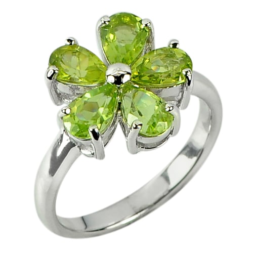 Natural Green Peridot 925 Sterling Silver Ring Jewelry 3.23 G. Size 6 (1 of 3)