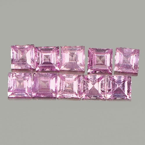 Natural Pink Sapphire 1.02 Ct. 10 Pcs. Square Shape 7.3 x 5.2 Mm. Gemstone From Madagascar (1 of 3)