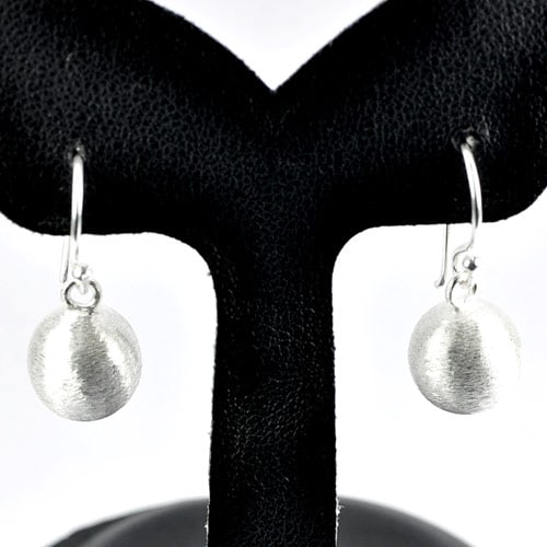 925 Sterling Silver Ball Hoop Earrings Jewelry 3.12 G. Lovely Modern Design (1 of 3)