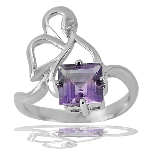 925 Sterling Silver Ring Jewelry with Natural Gemstone Purple Amethyst  3.74 G. Size 8 (1 of 3)