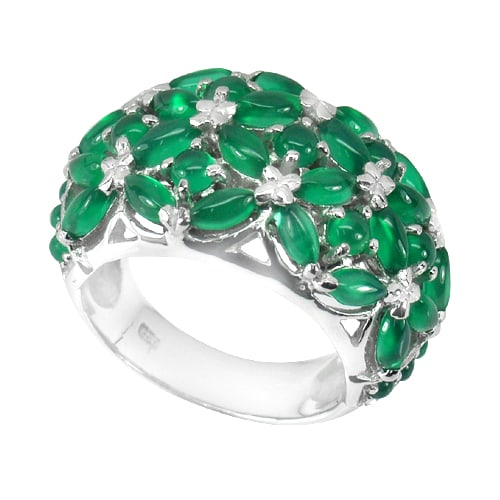 Natural Green Aventurine 925 Sterling Silver Ring Jewelry 11.05 G. Size 9 (1 of 3)