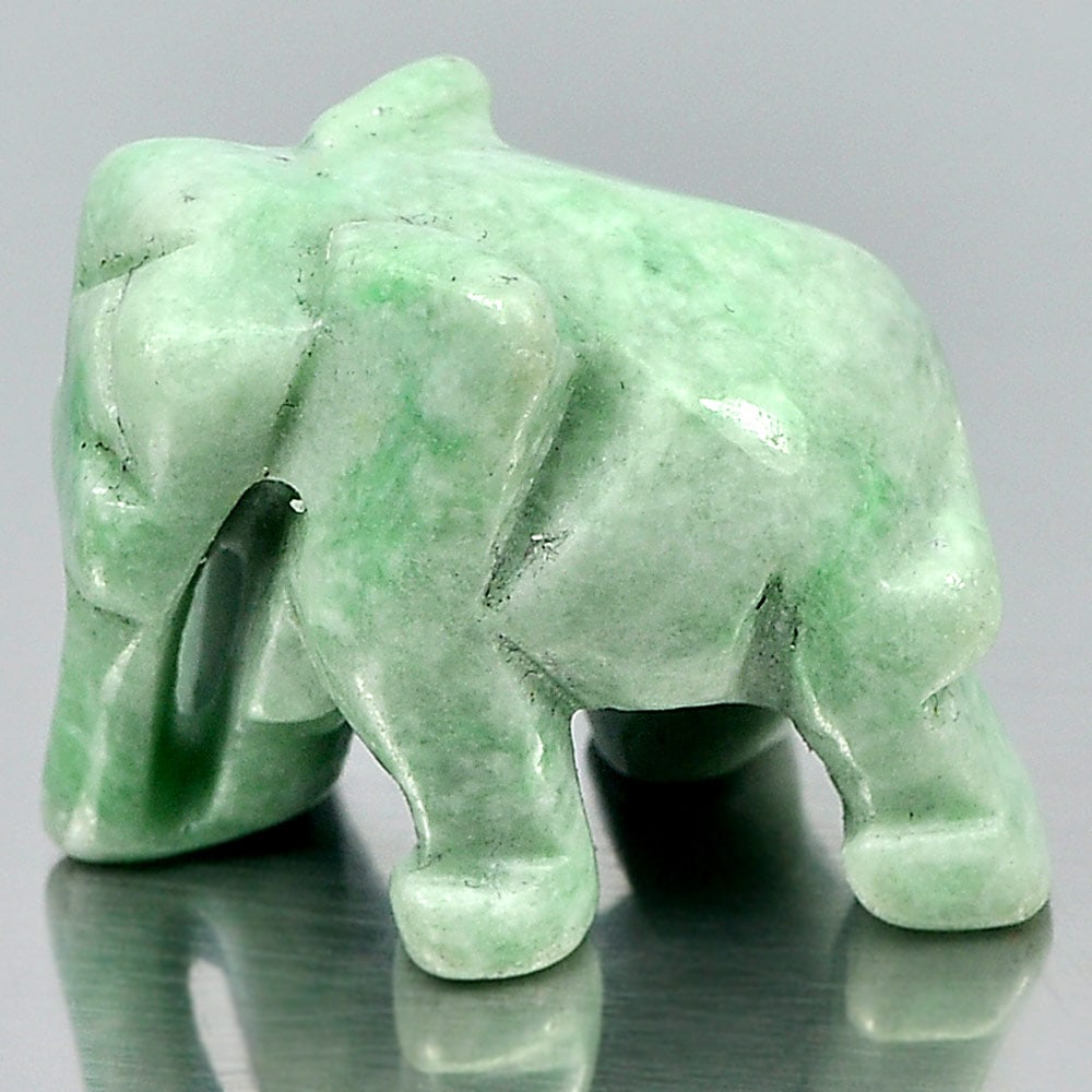 Green Jade Elephant Carving 49.34 Ct. Size 25 x 18 Mm.Natural Gemstone Unheated (1 of 3)