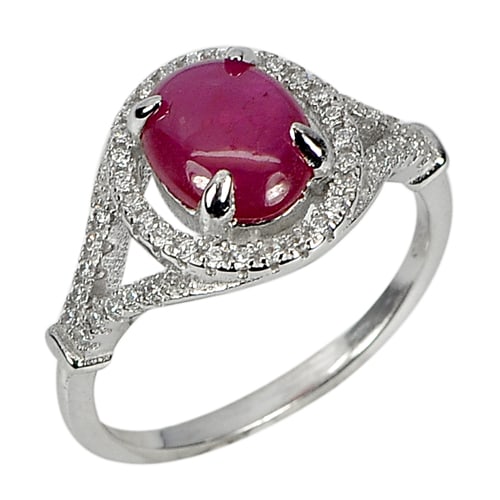 Natural Red Pink Ruby 925 Sterling Silver Ring Jewelry 3.14 G. Size 7 (1 of 3)