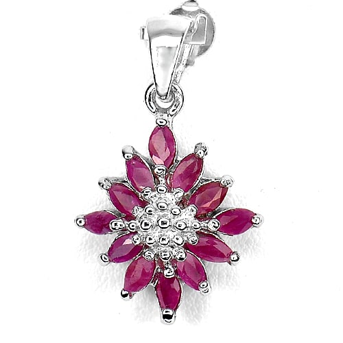 925 Sterling Silver Pendant Jewelry 4.54 G. with Natural Gemstone Red Ping Ruby (1 of 3)