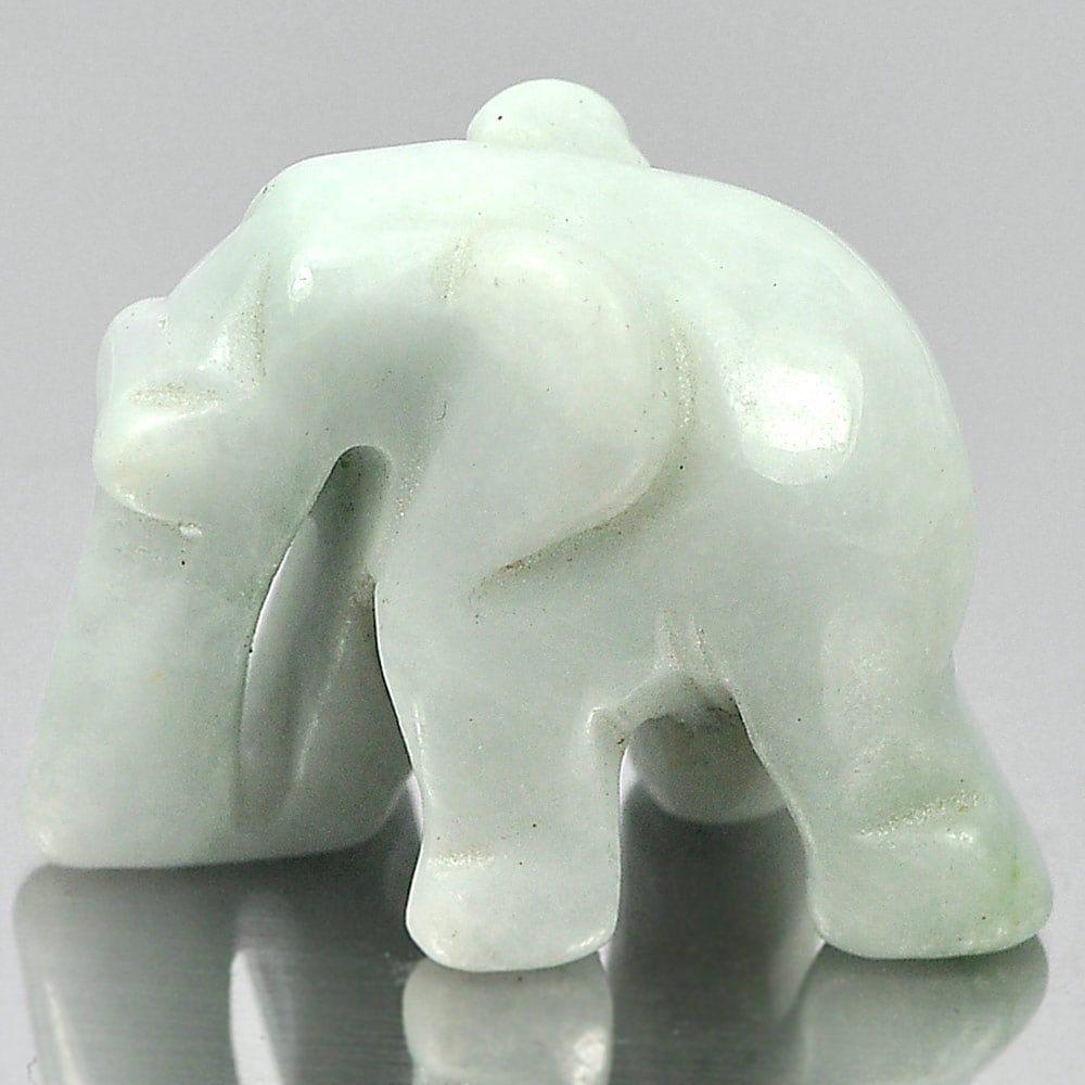 Green White Jade Elephant Carving 23 x 18 Mm. 36.69 Ct.Natural Gemstone Unheated (1 of 3)