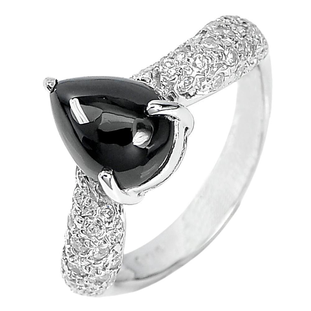 Natural Black Spinel 925 Sterling Silver Ring Jewelry 3.68 G. Size 6 (1 of 3)
