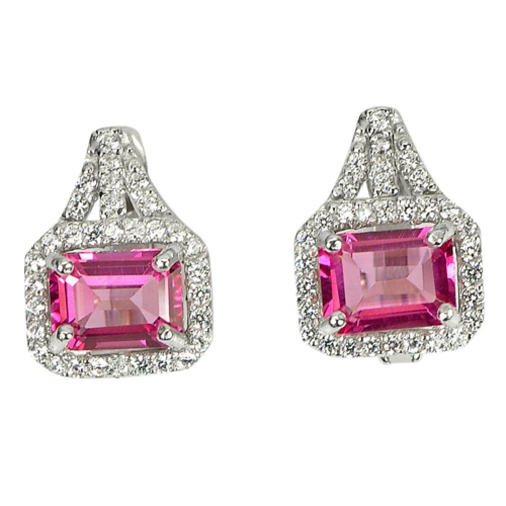 Natural Gemstone Pink Topaz 925 Sterling Silver Earrings Jewelry 5.27 G. (1 of 3)