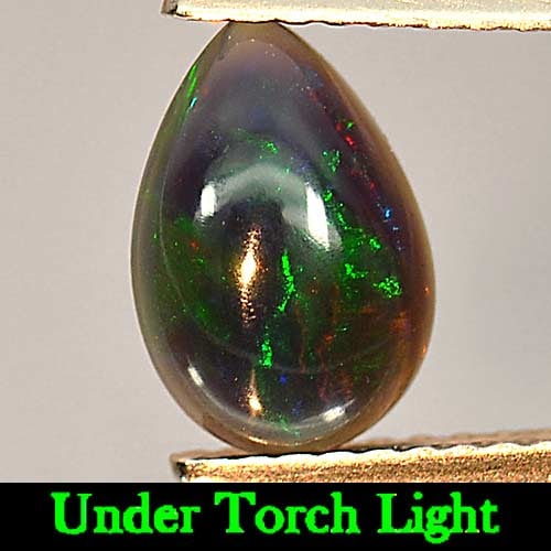 Natural Fire Red Black Opal 0.78 Ct. Pear Cabochon Shape 9.2 x 6.3 x 3 Mm. Gemstone (1 of 3)