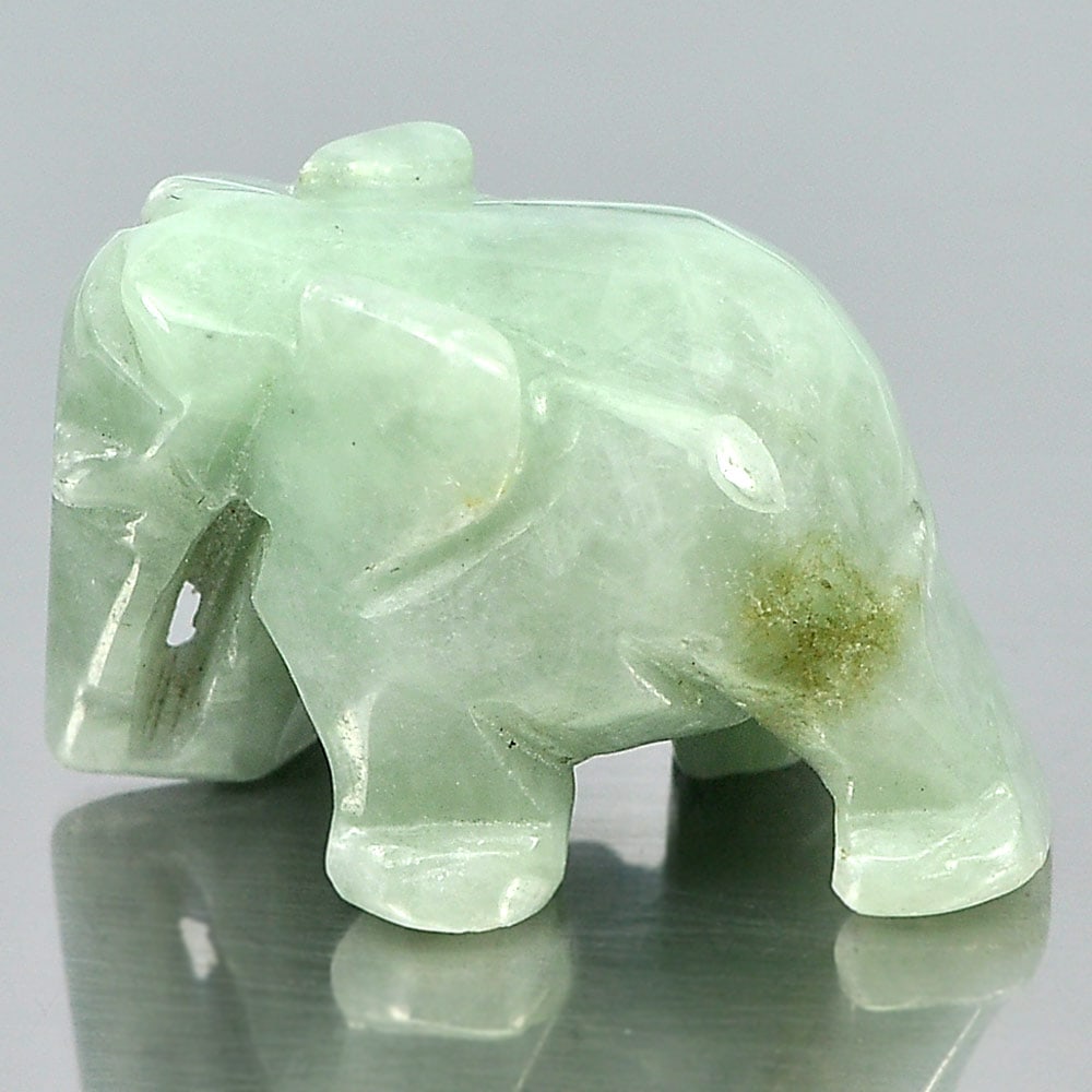 Natural Green White Jade Elephant Carving 70.47 Ct. Gemstone Unheated (1 of 3)