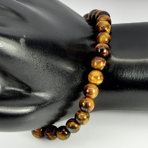 51.23 Ct. Natural Yellow Brown Color Tigers Eye Beads Bracelet Length 7 Inch. (1 of 3)