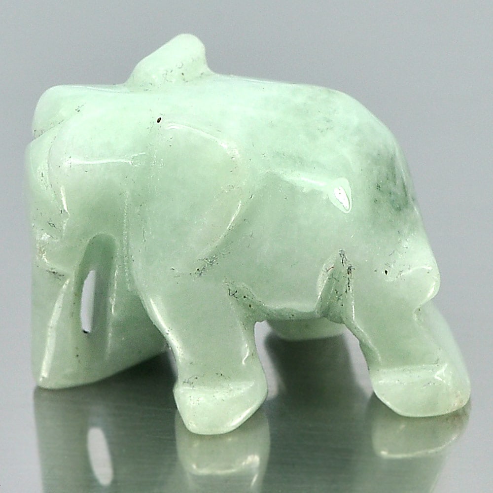 Green White Jade Elephant Carving 57.69 Ct. Natural Gemstone Unheated (1 of 3)
