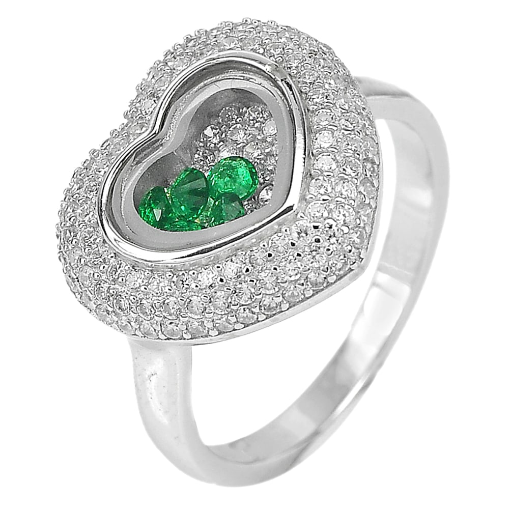 925 Sterling Silver Ring Jewelry Beautiful Heart Design with Cz 5.39 G. Size 8 (1 of 3)