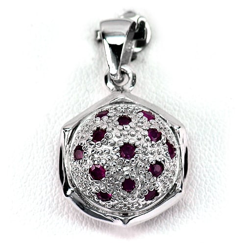 925 Sterling Silver Pendant Jewelry 4.45 G. with Natural Gemstones Purplish Pink Ruby (1 of 3)