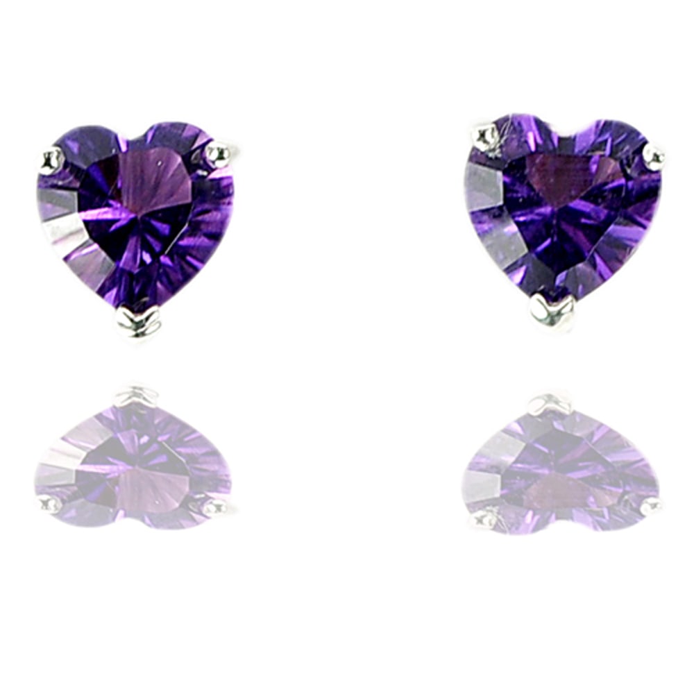 925 Sterling Silver Earrings Jewelry 1.60 G. with Natural Gems Purple Amethyst 1.60 G. (1 of 3)