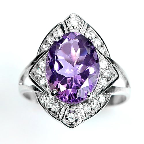 Natural Purple Amethyst 925 Sterling Silver Ring Jewelry 5.05 Grams Size 9.5 (1 of 3)