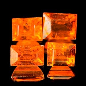 Natural Orange Spessartine Garnet 2.05 Ct. 4 Pcs. Baguette Shape 5 x 3.9 Mm. Gemstone From Nigeria: Product ID: 802923556 Product Name: Natural Spessartine Weight: 2.05 CT. Size: 5 x 3.9 x 2.9 MM. Shape: Baguette Color: Orange Clarity:SI Luster: Good Gems Origin: Nigeria Treatment: Unheated Crystal 