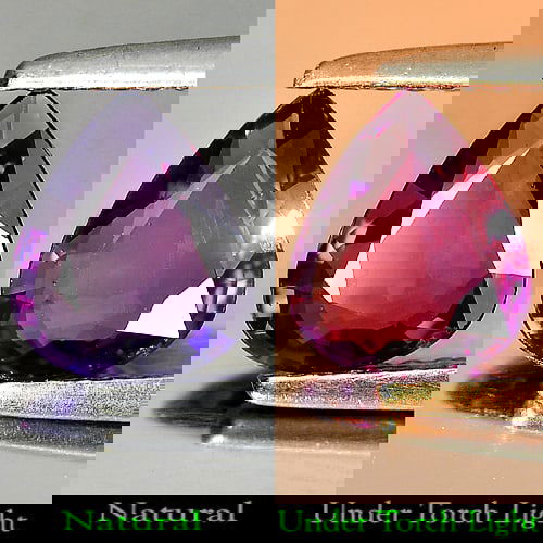 Certified Natural Unheated Color Change Sapphire 1.02 Ct. VVS Pear Shape 7.74 x 6.41 Mm. Gemstone (1 of 3)